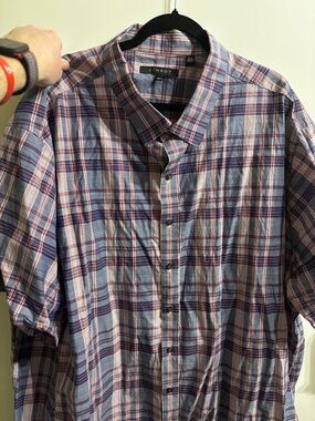 Synergy Men’s Blue & Red Plaid Short-Sleeve Button-Down Shirt 4XLT